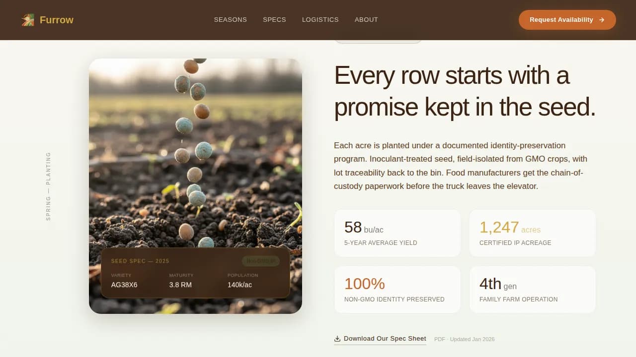 Cultivate — Seasonal Crop Farm Landing Page Template