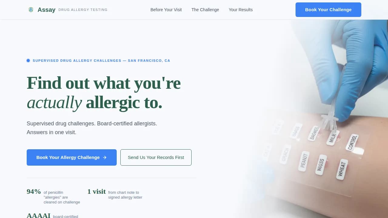 Assay — Advanced Allergy Testing Landing Page Template
