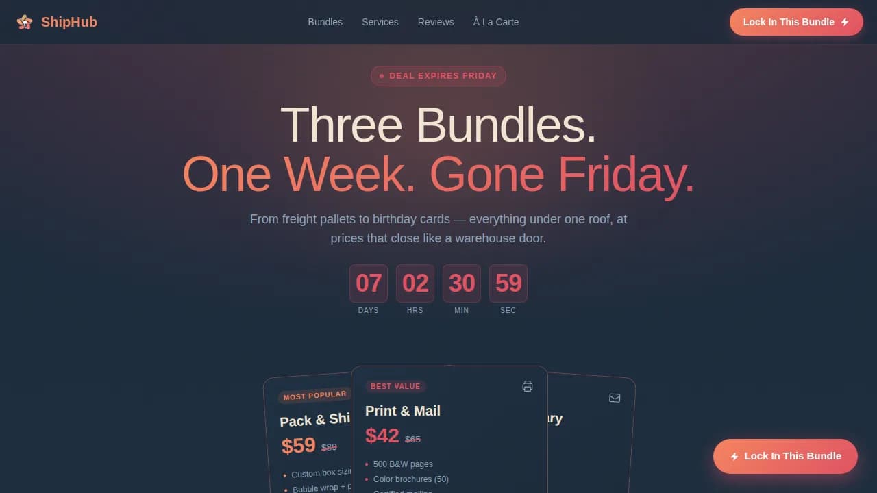 Shiphub — Convenient Mailing Center Landing Page Template