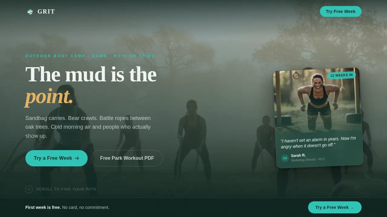 Endure — Intensive Outdoor Fitness Landing Page Template