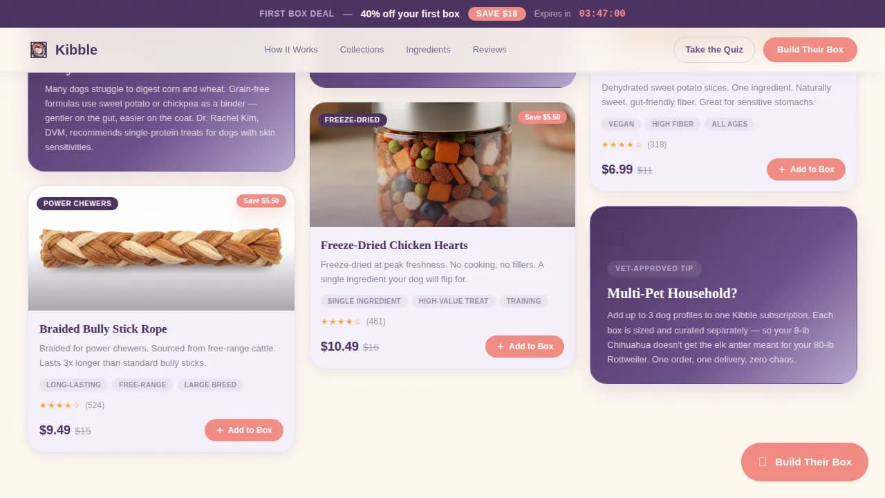 Paws — Premium Pet Care Subscription Landing Page Template