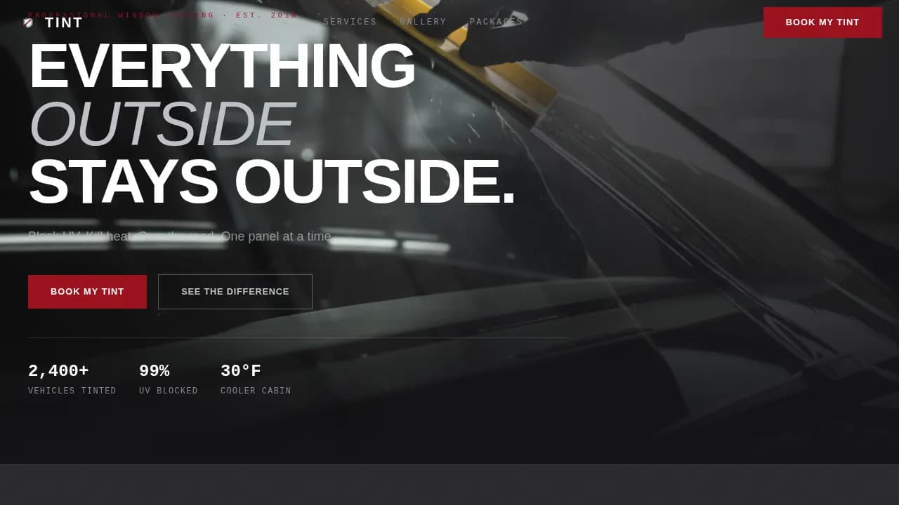 Glaze — Premium Window Tinting Landing Page Template