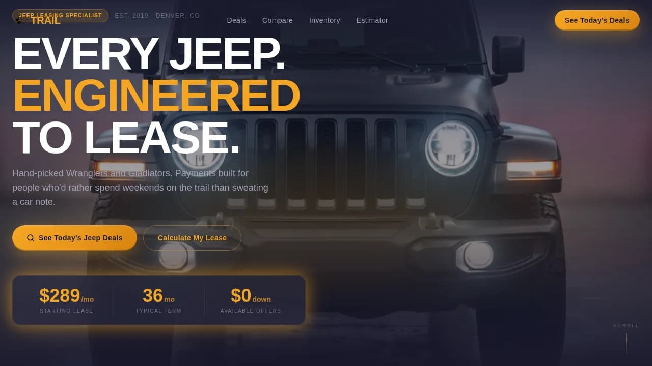 Venture — Premium Jeep Leasing Landing Page Template