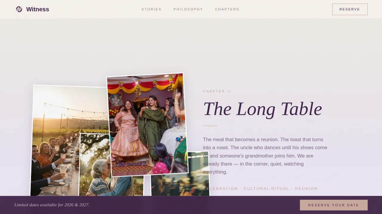 Wedding Photography & Videography Pricing Website Template