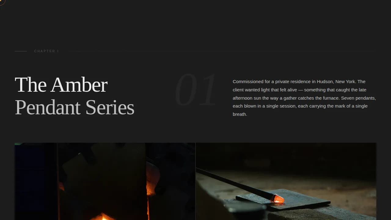 Molten — Atelier Glass Blowing Landing Page Template