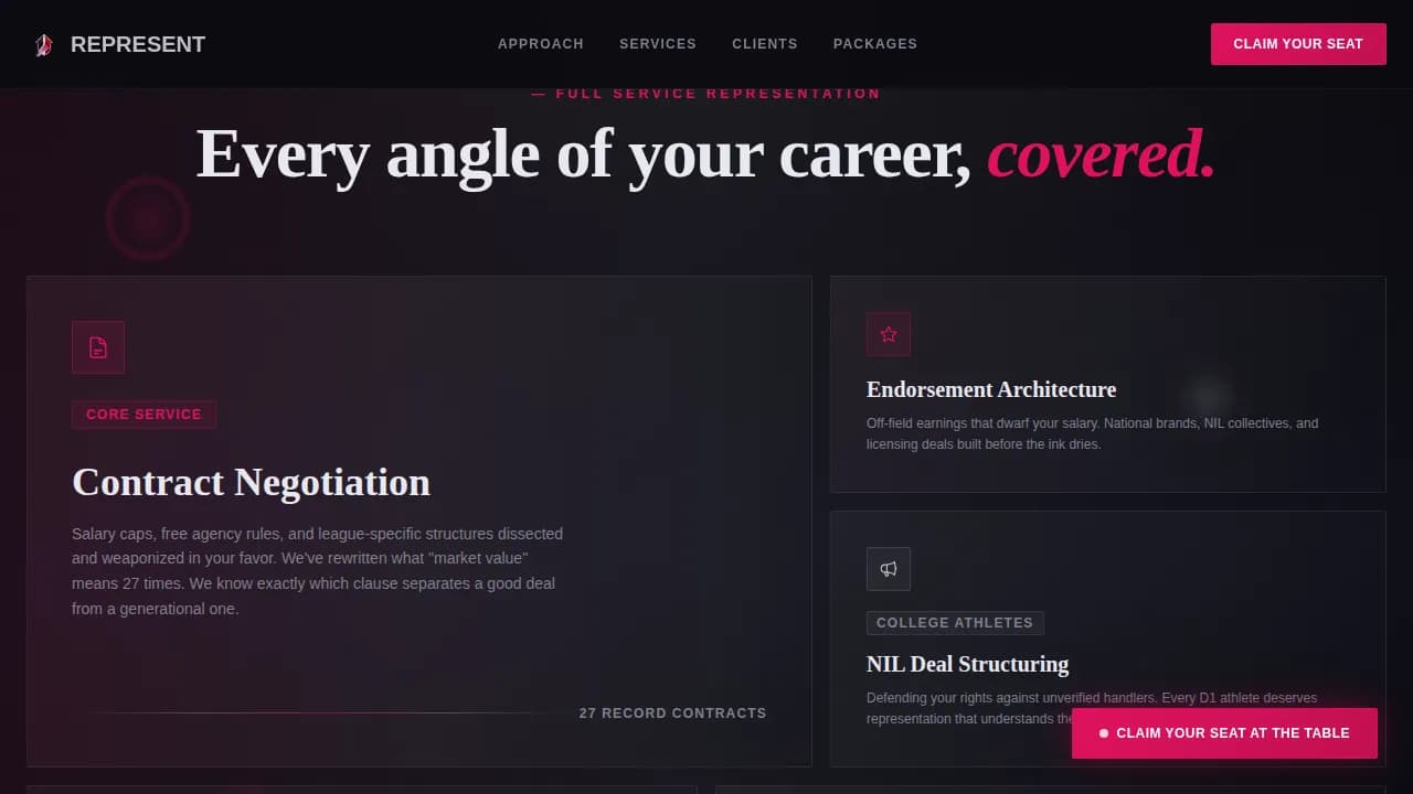 Champion — Premium Sports Agent Landing Page Template