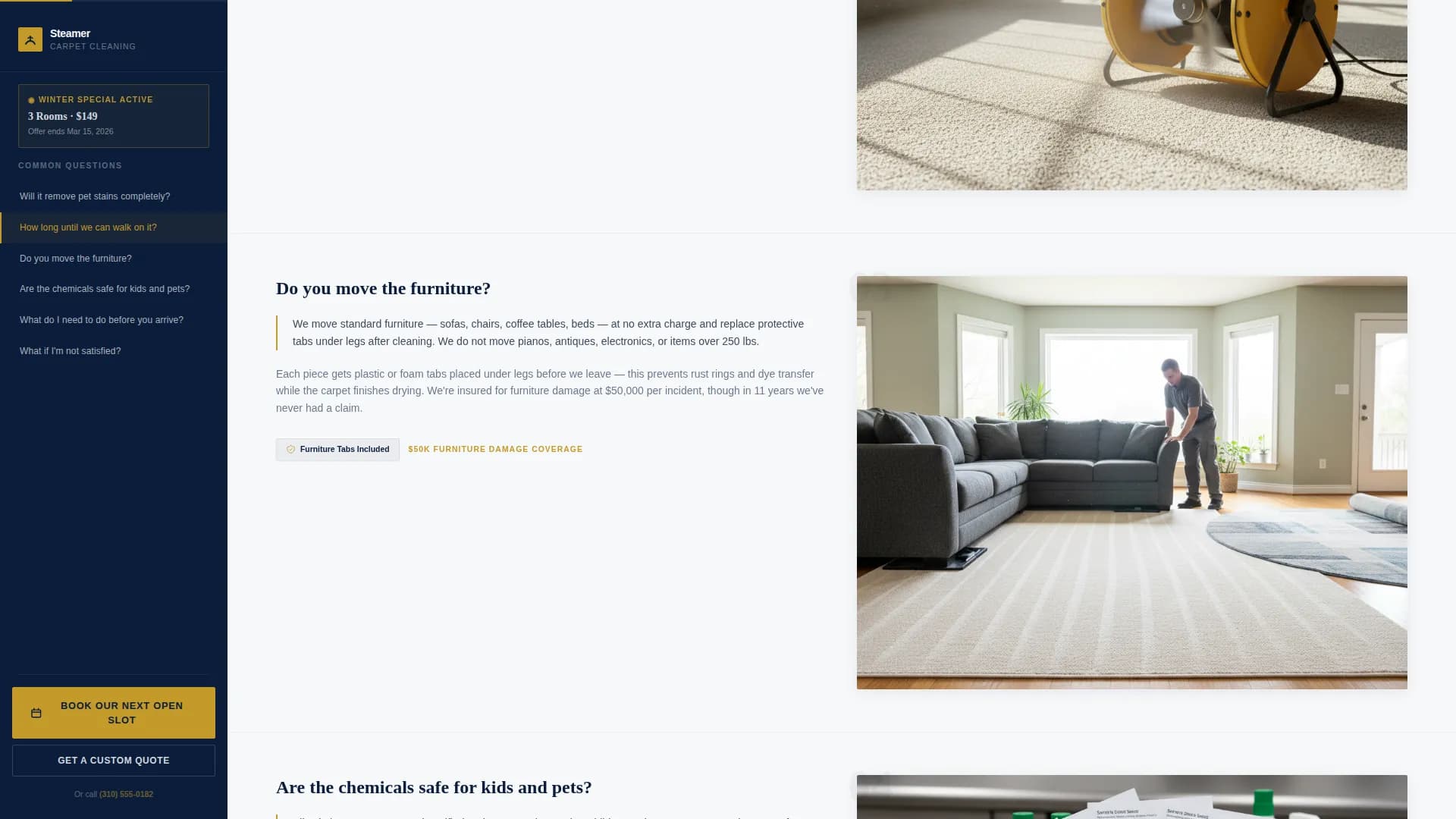 Carpet Cleaner Marketing Booking Website Template