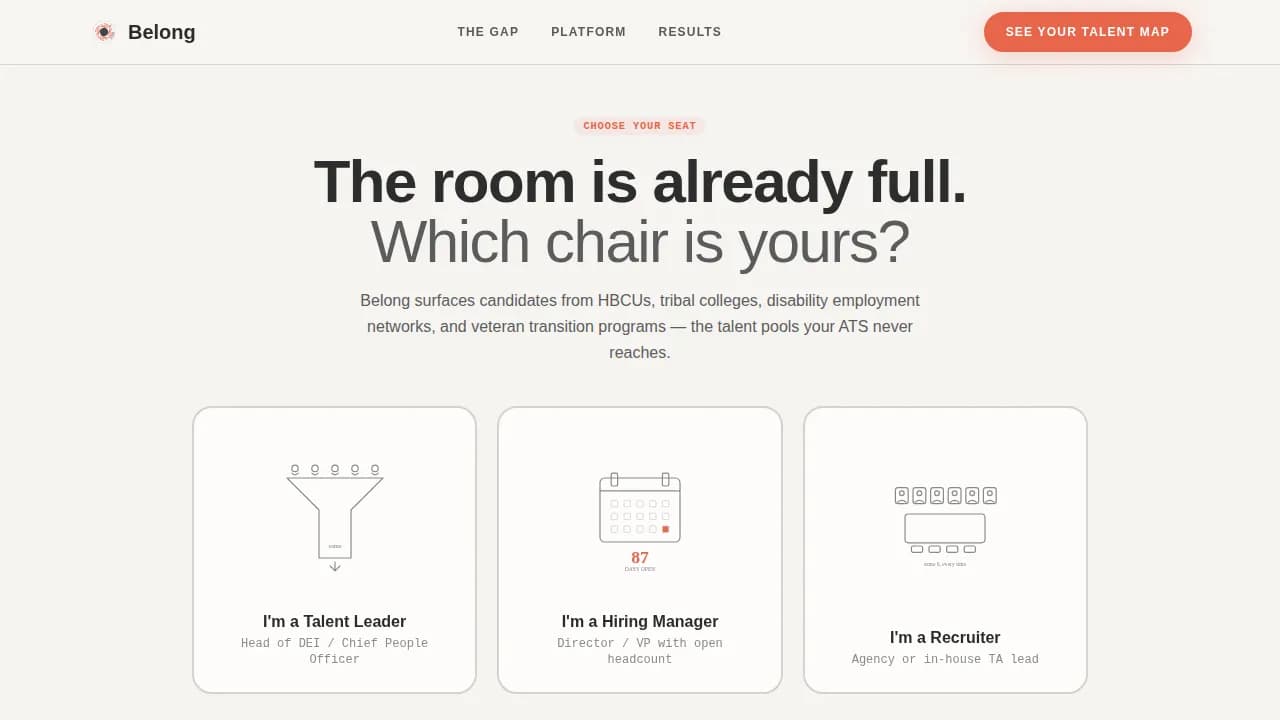 Belong - Diversity Recruiting Discovery Landing Page Template