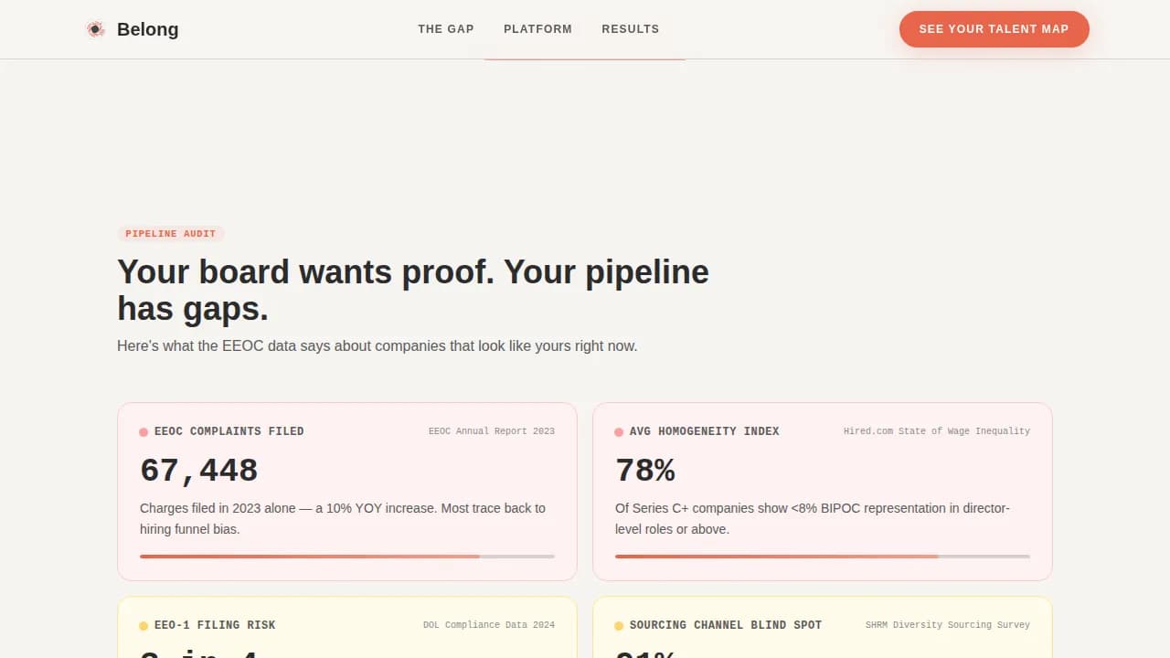 Belong - Diversity Recruiting Discovery Landing Page Template