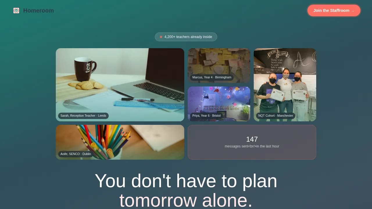 Homeroom — Engaging Educator Network Landing Page Template