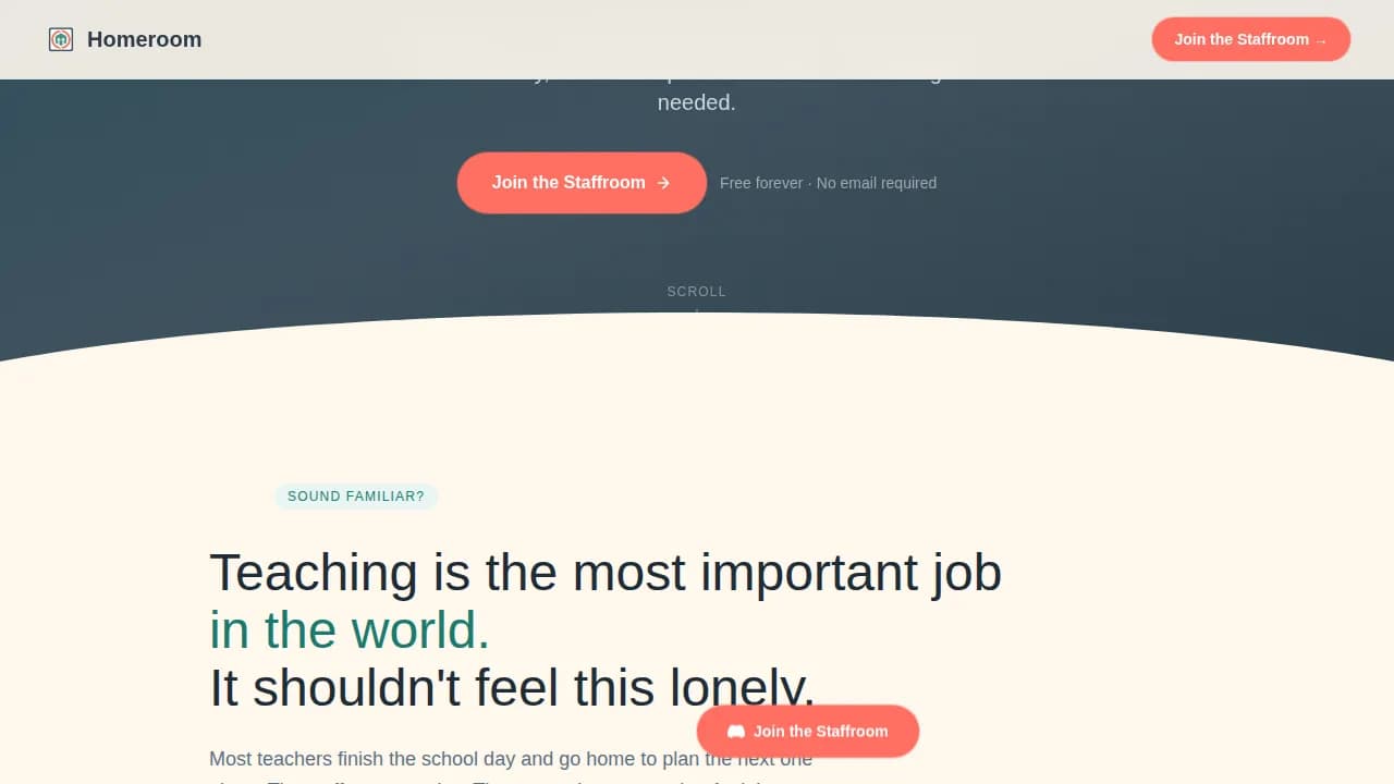 Homeroom — Engaging Educator Network Landing Page Template
