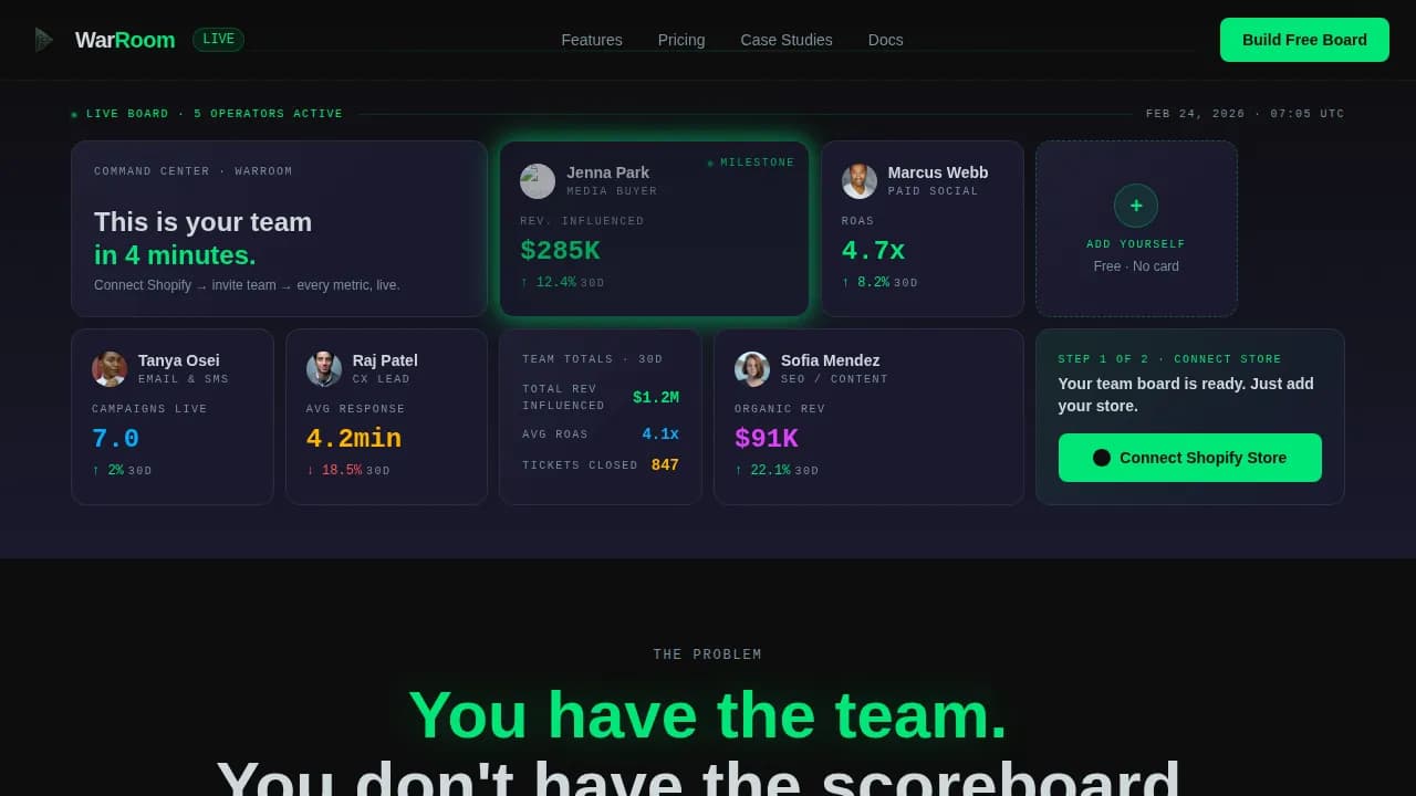 Warroom — Command Ecommerce Landing Page Template