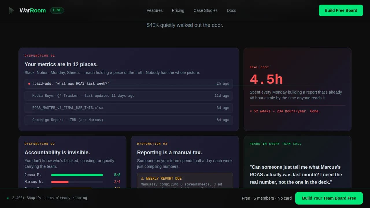 Warroom — Command Ecommerce Landing Page Template
