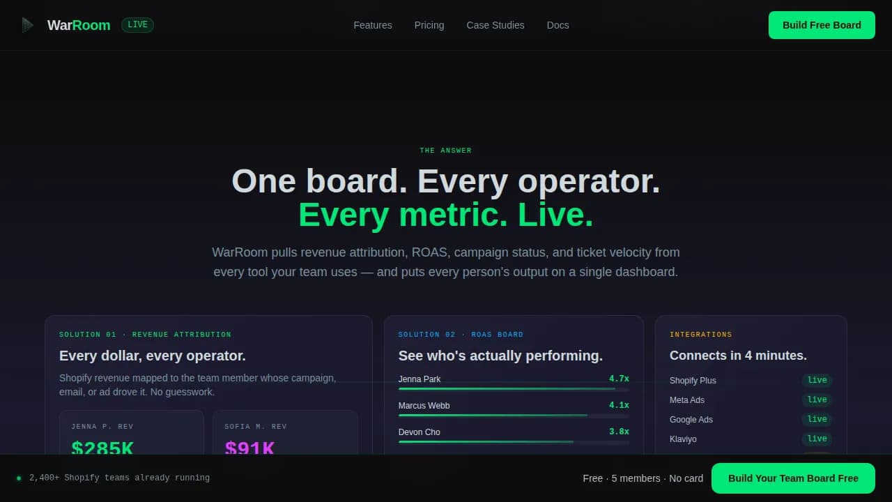 Warroom — Command Ecommerce Landing Page Template