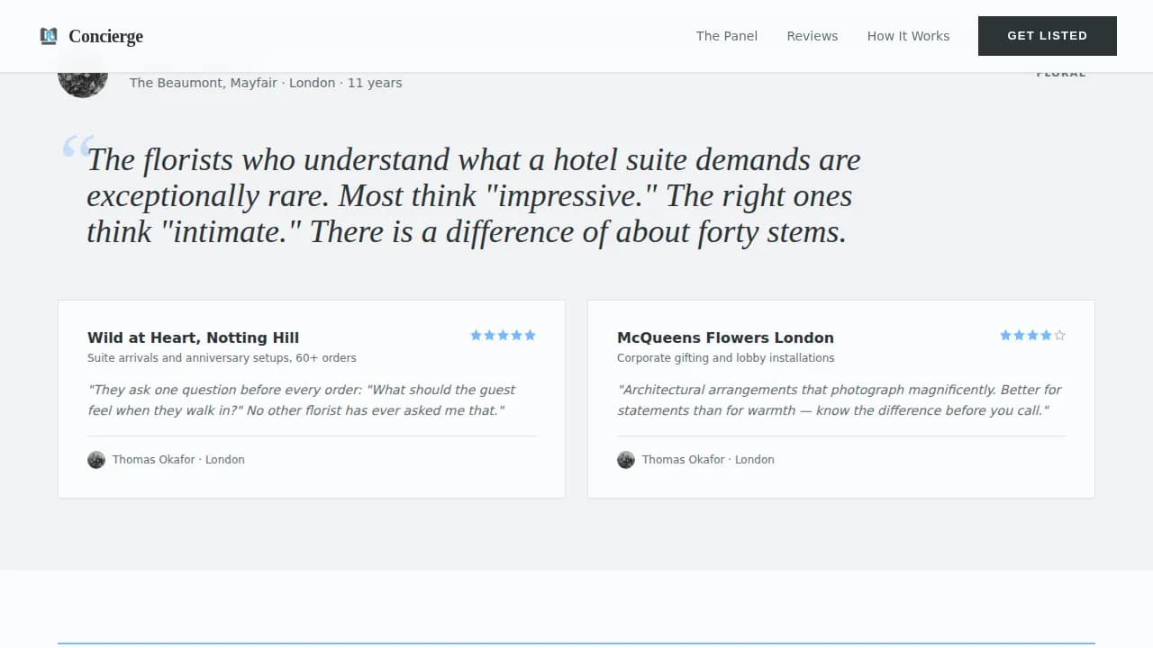 Hotel Concierge Reviews Website Template