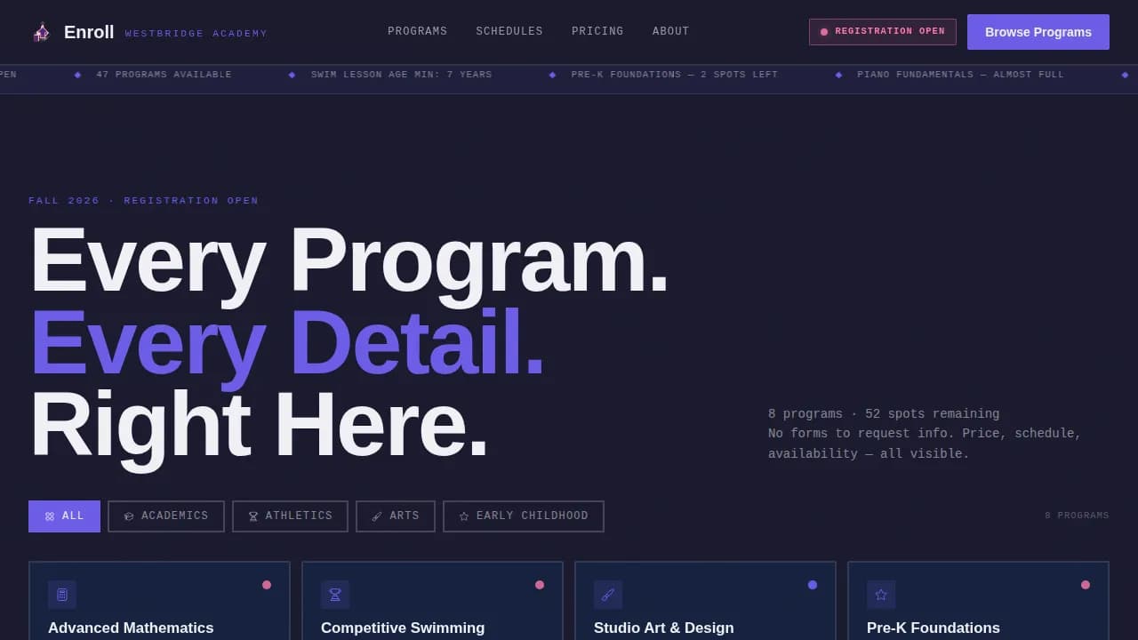 Enroll — Bold Education Programs Landing Page Template