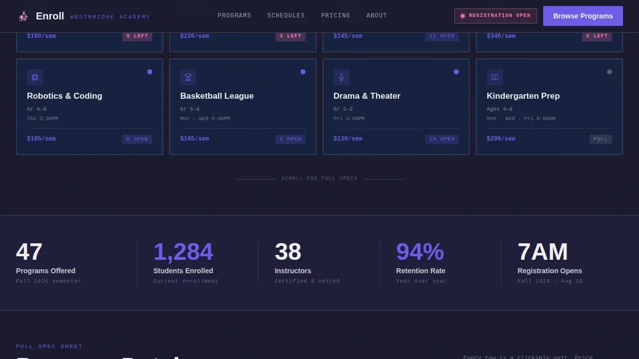 Enroll — Bold Education Programs Landing Page Template