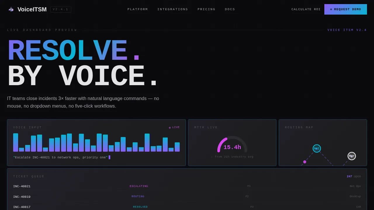 Invoke - Voice-Activated ITSM Resolution Landing Page Template