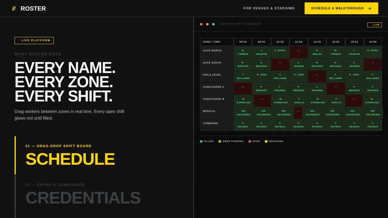Roster — Streamlined Team Operations Landing Page Template