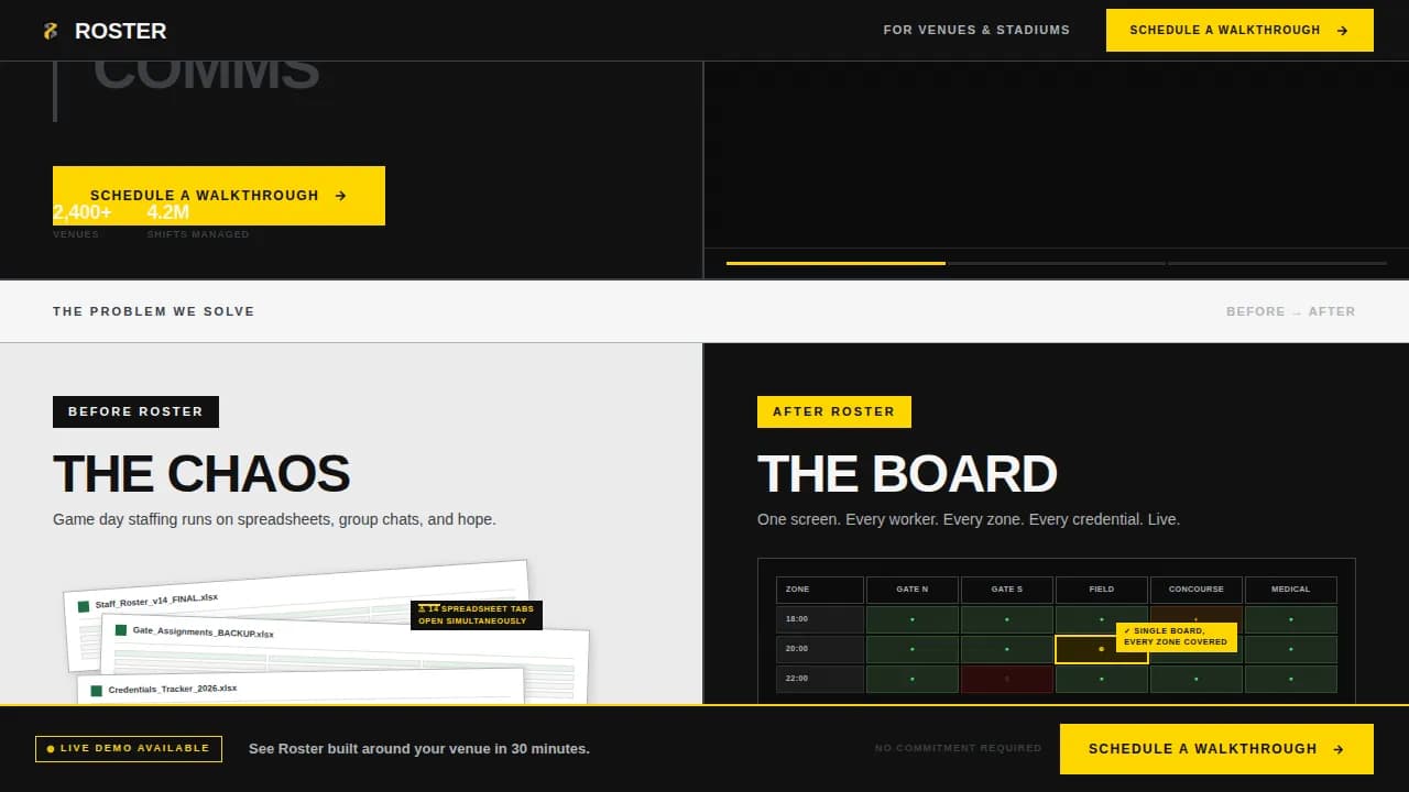 Roster — Streamlined Team Operations Landing Page Template