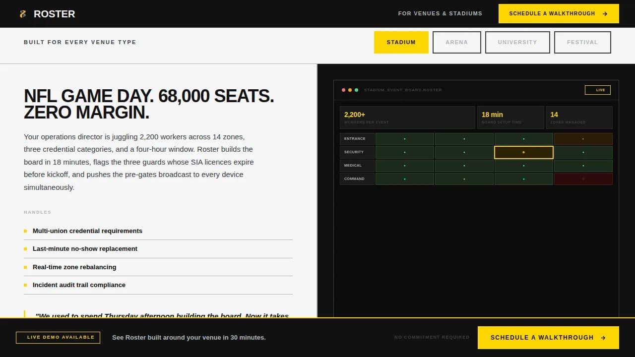Roster — Streamlined Team Operations Landing Page Template