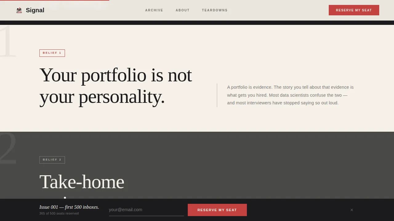 Data Science Newsletter Booking Website Template