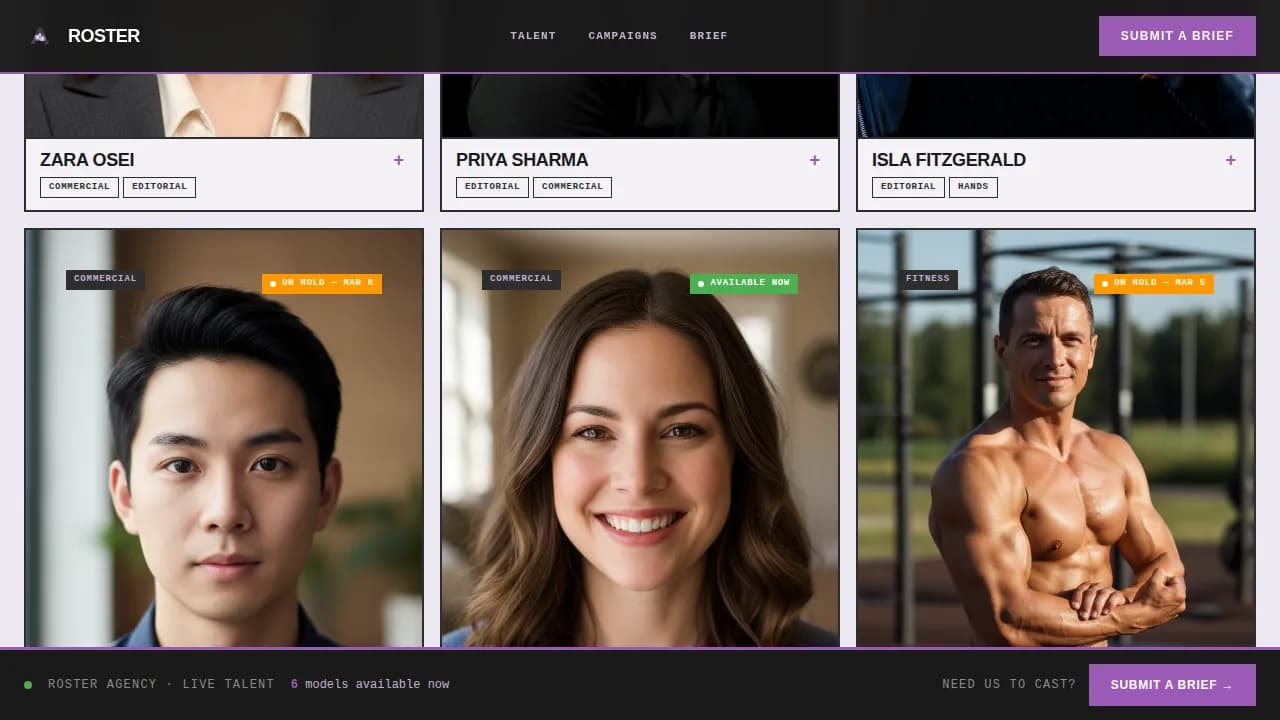 Modeling Agency Booking Website Template