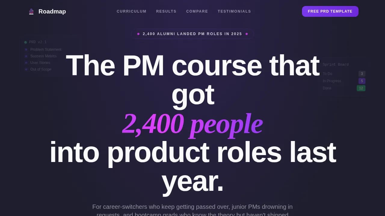 Roadmap — Agile Product Management Landing Page Template