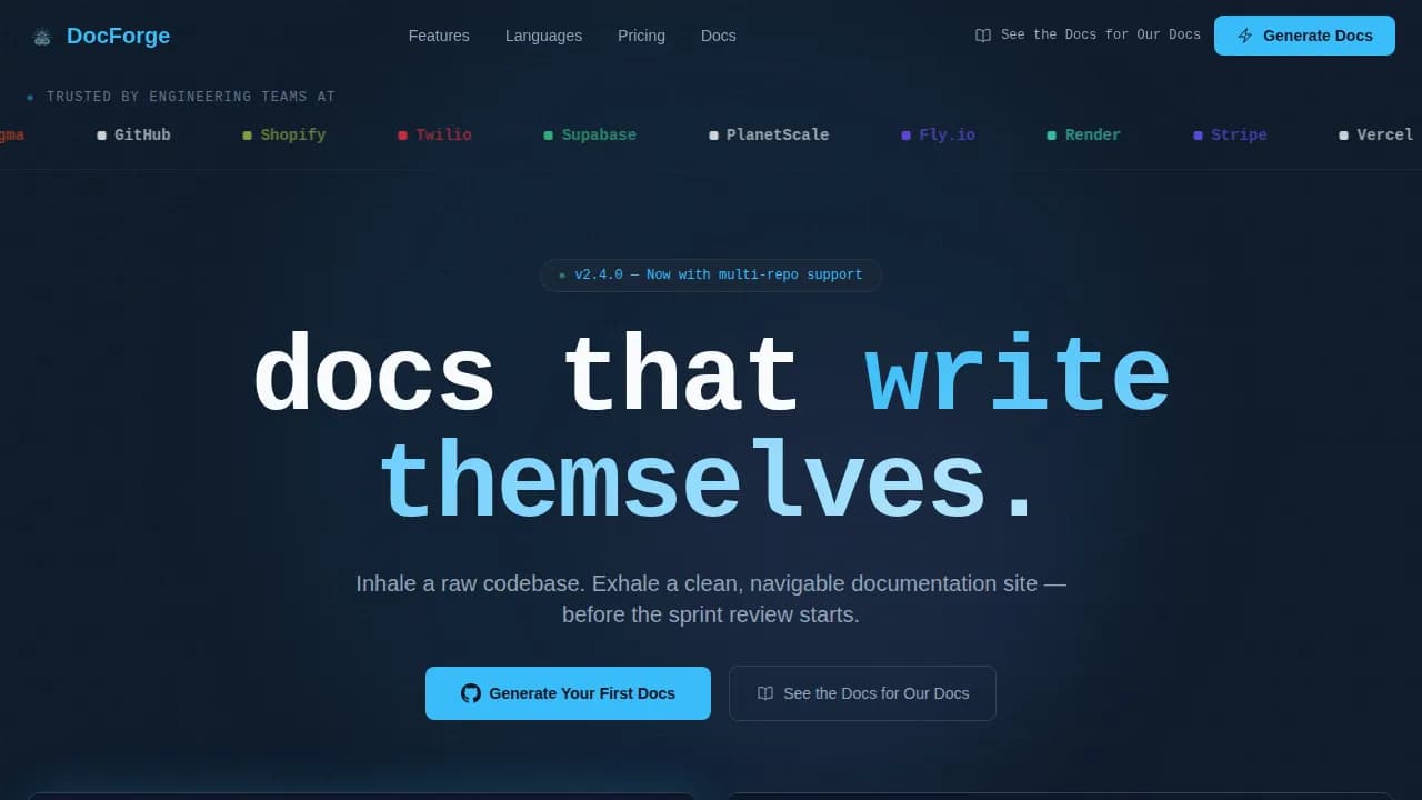 Docstring — Automated Developer Docs Landing Page Template