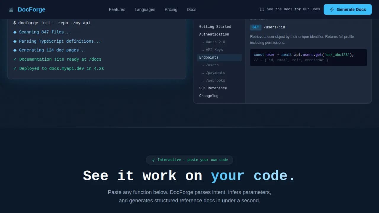 Docstring — Automated Developer Docs Landing Page Template