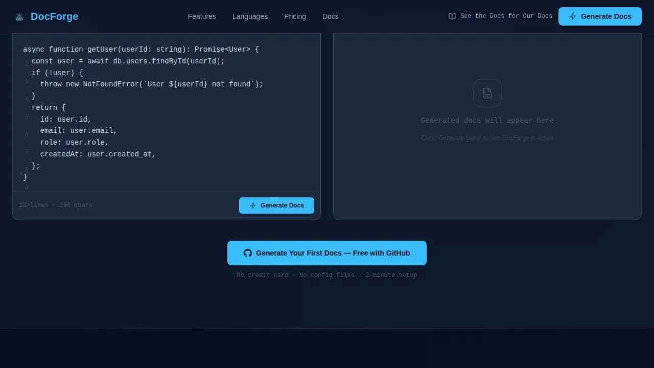 Docstring — Automated Developer Docs Landing Page Template