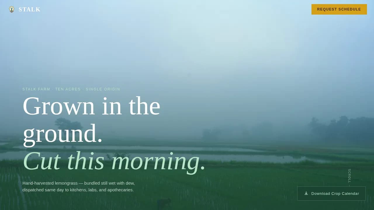 Stalk — Premium Lemongrass Farm Landing Page Template