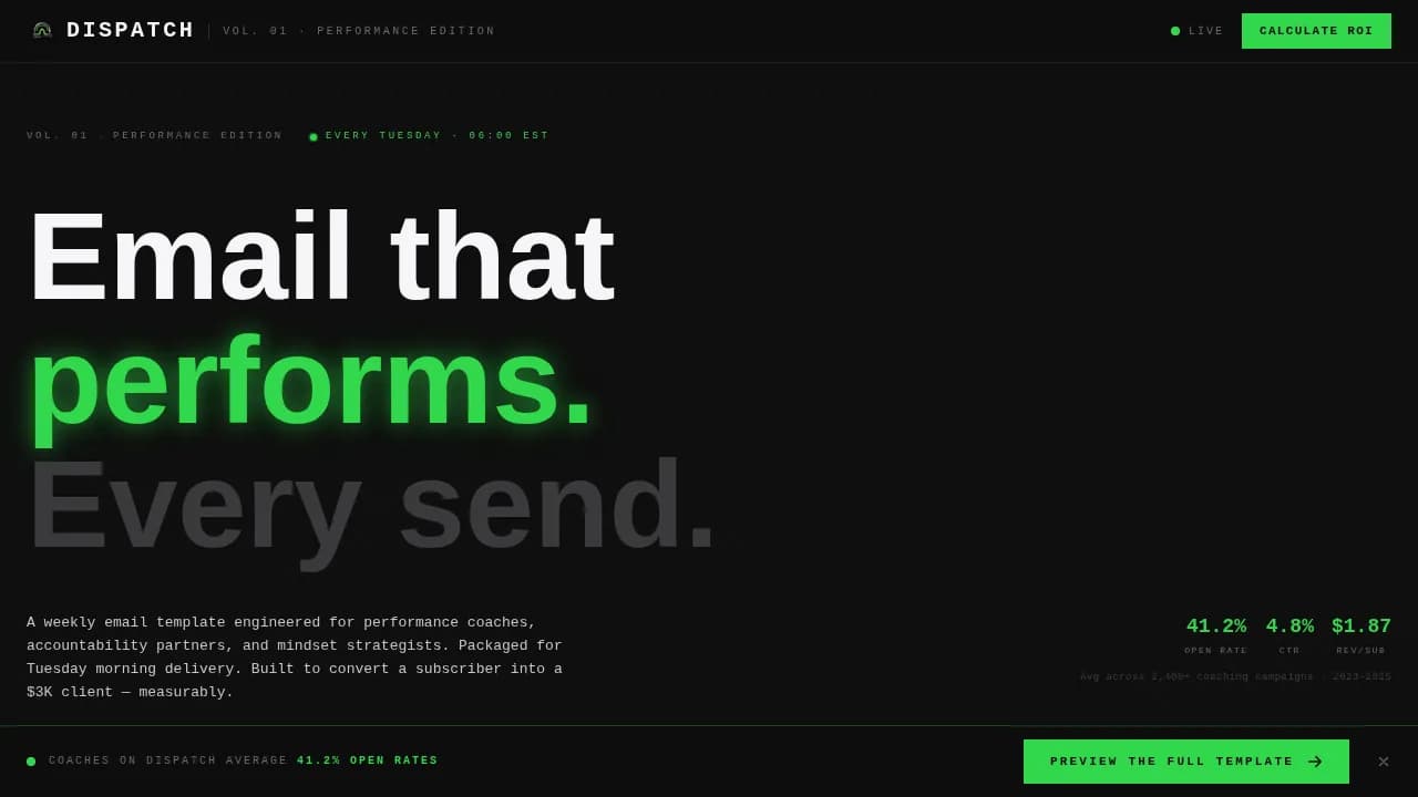 Dispatch — Elite Athletics Training Landing Page Template