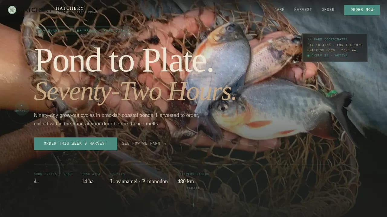 Hatchery — Sustainable Aquaculture Landing Page Template