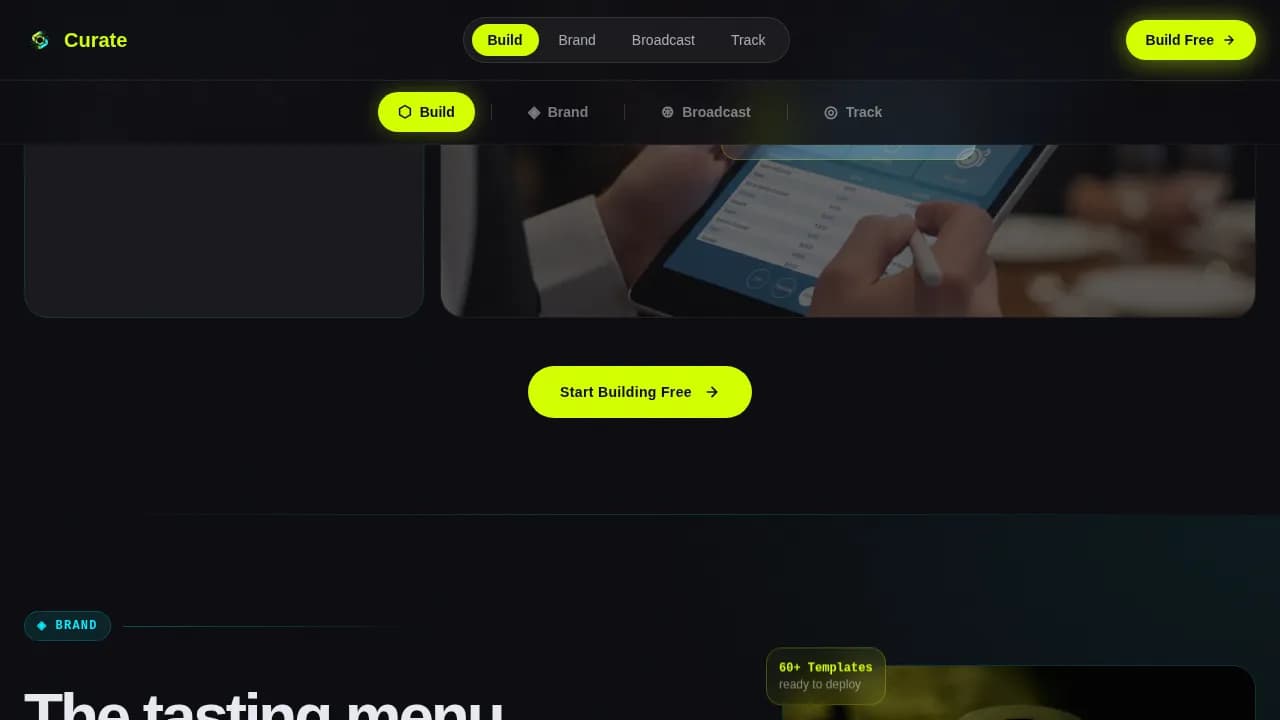 Curate — Dynamic Culinary Coordination Landing Page Template