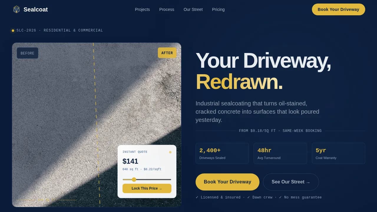 Driveway Renovation Booking Website Template
