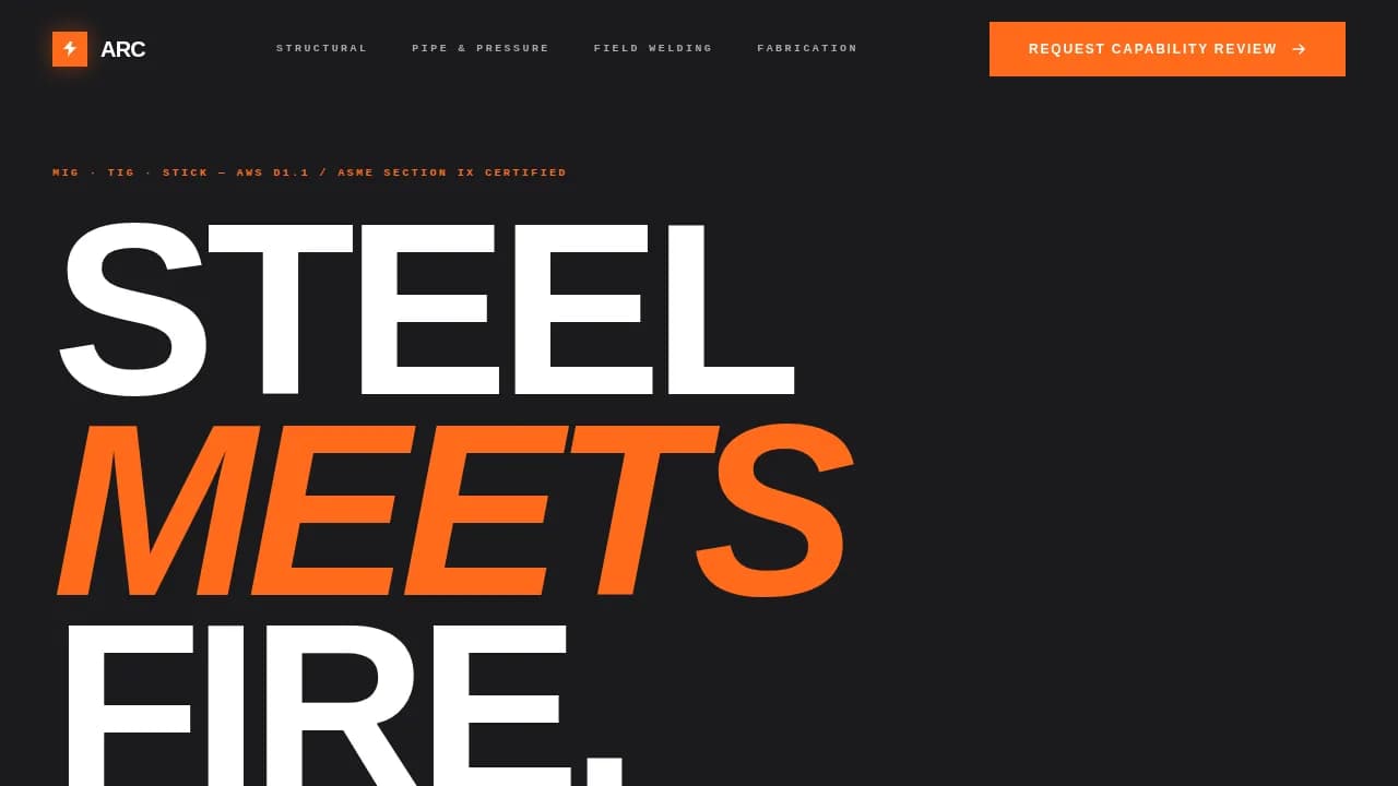 Arc — Powerhouse Welding Services Landing Page Template