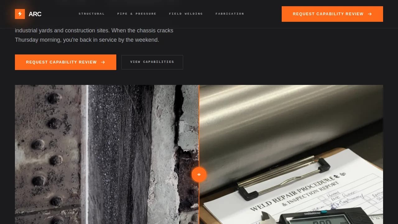 Arc — Powerhouse Welding Services Landing Page Template