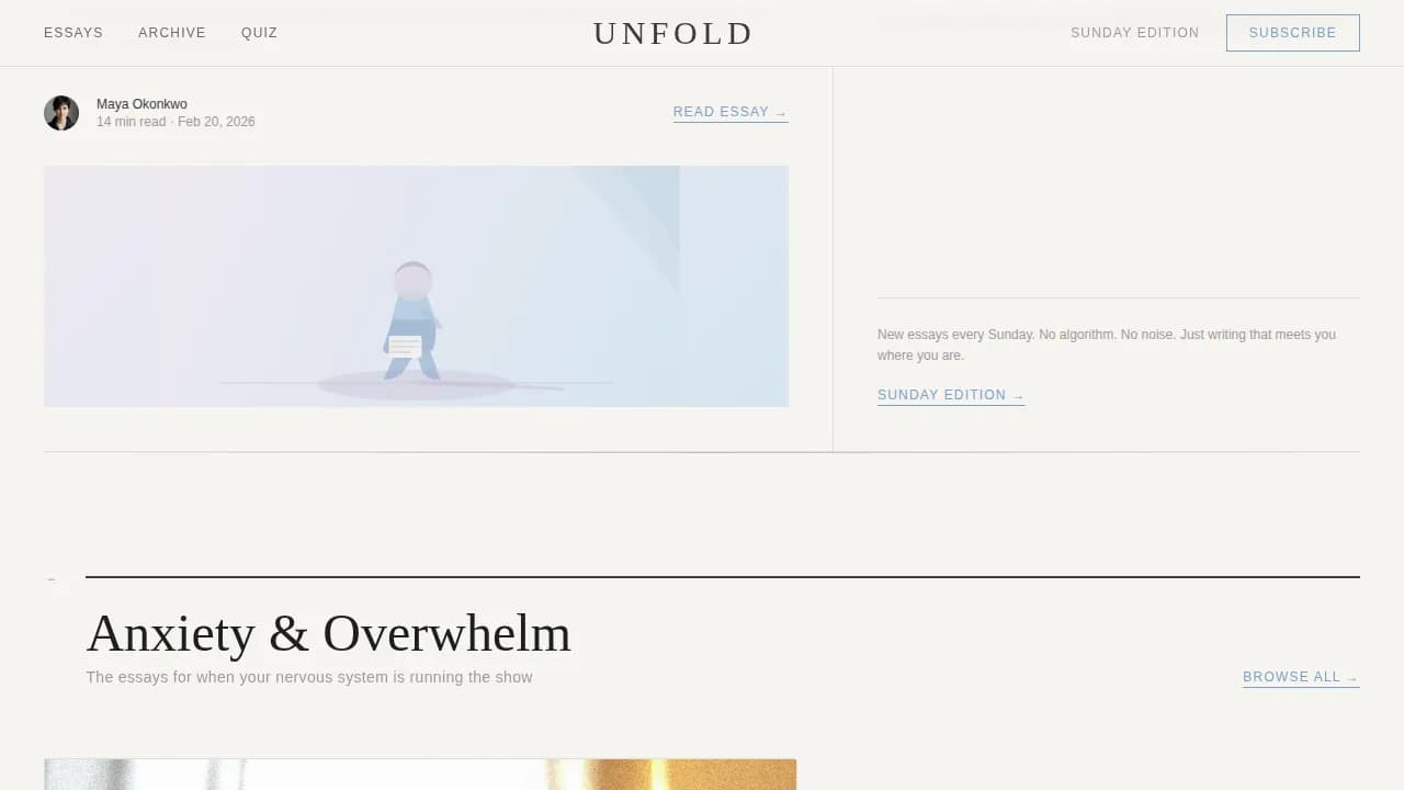 Unfold — Transformative Mental Health Blog Landing Page Template