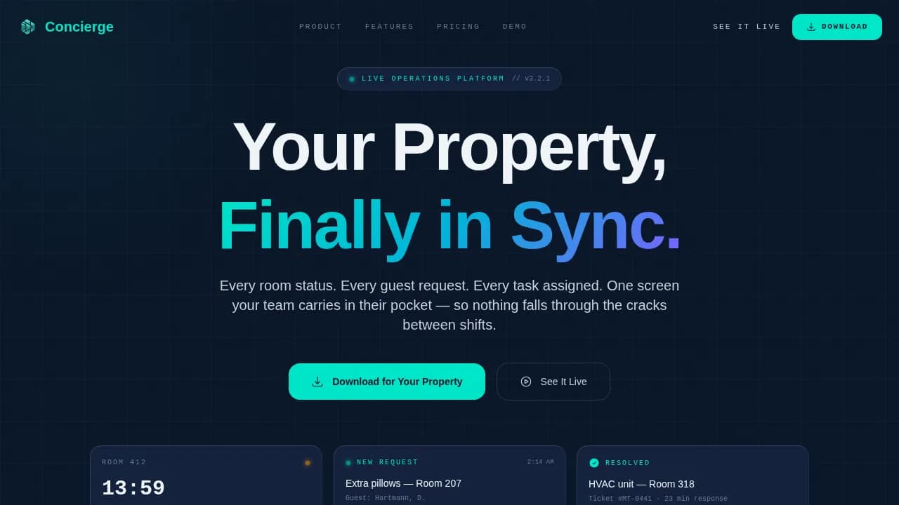 Hospitality Software Maintenance Website Template