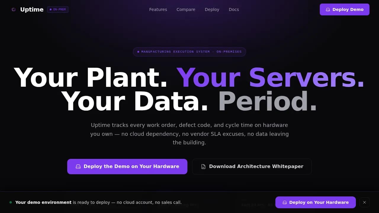 Uptime — Powerful Manufacturing Comparison Landing Page Template