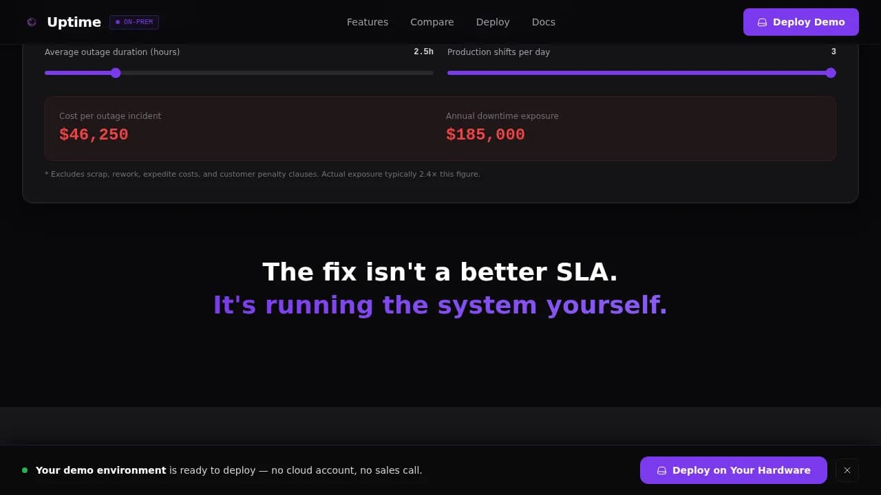 Uptime — Powerful Manufacturing Comparison Landing Page Template