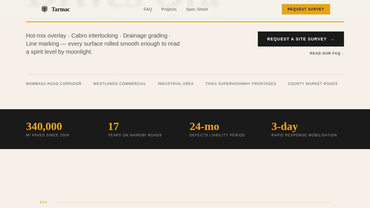 Surface — Expert Asphalt Contractor Landing Page Template