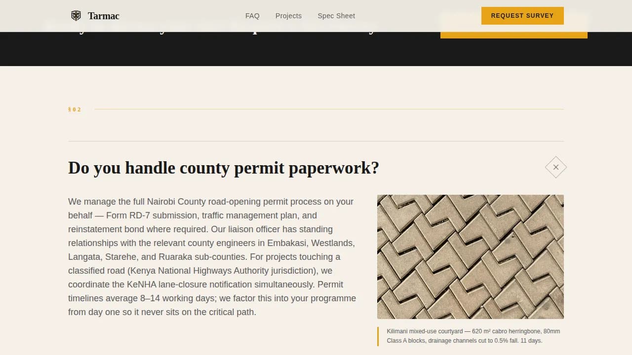 Surface — Expert Asphalt Contractor Landing Page Template