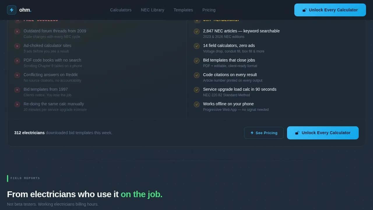 Electrical Digital Presence Pricing Website Template