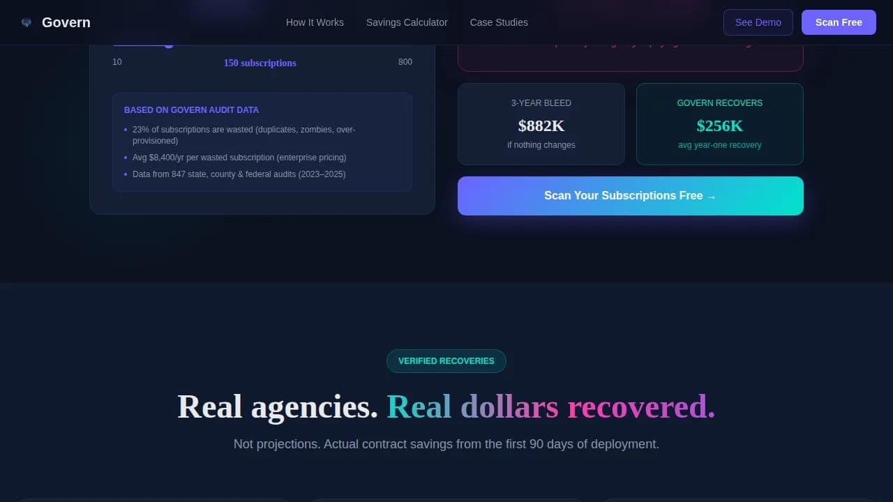 Government Software Cost Calculator Website Template
