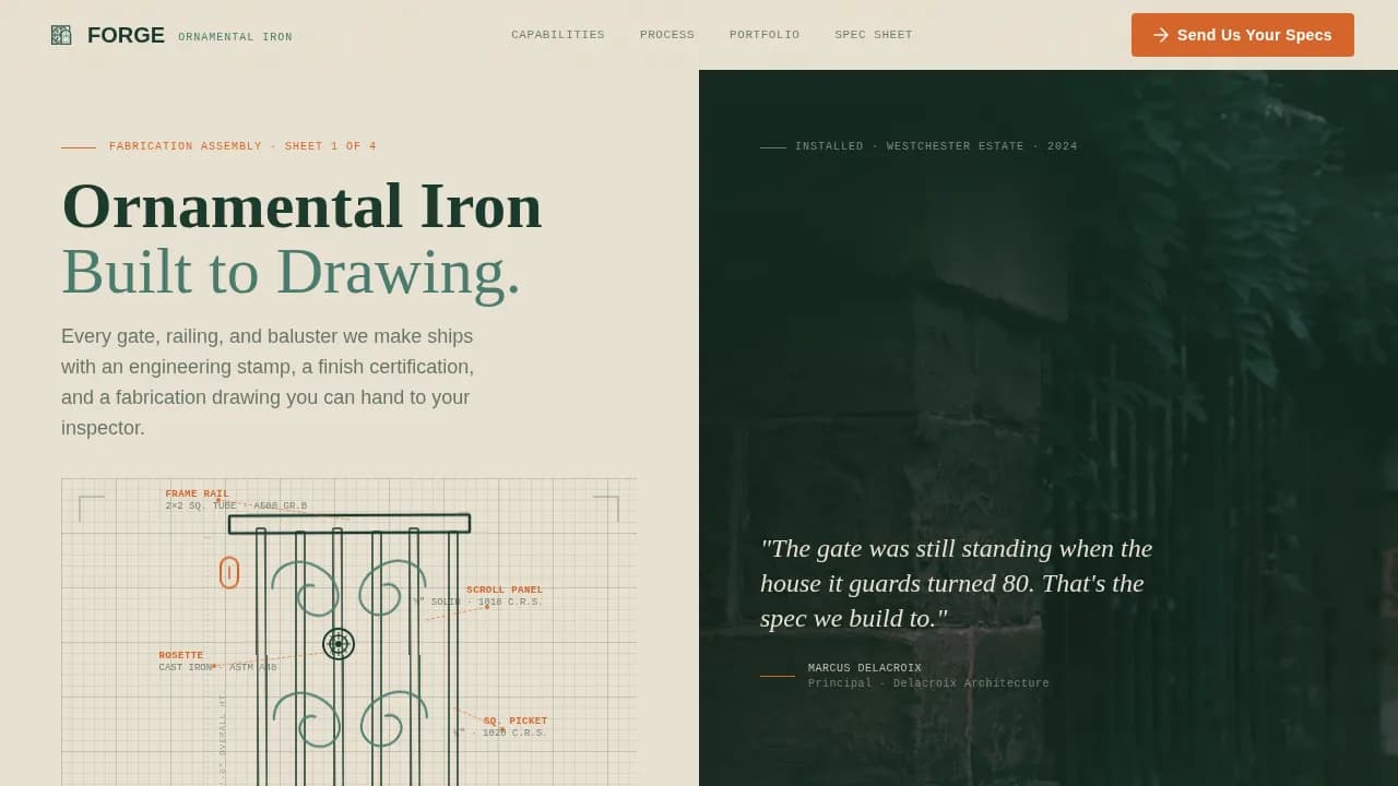 Craft — Precision Metal Fabrication Landing Page Template