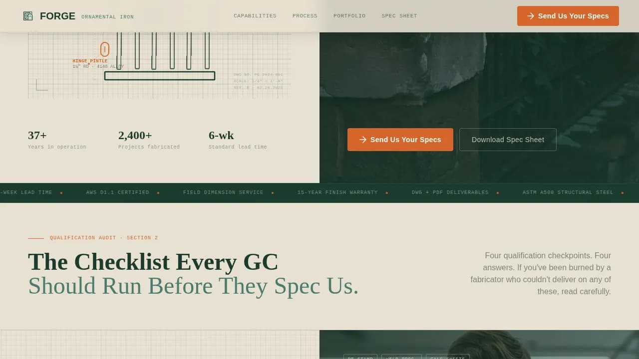 Craft — Precision Metal Fabrication Landing Page Template