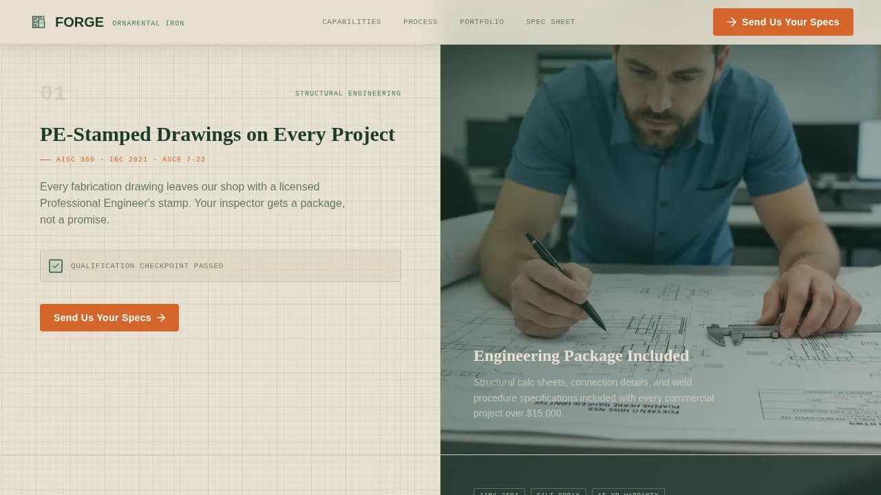Craft — Precision Metal Fabrication Landing Page Template