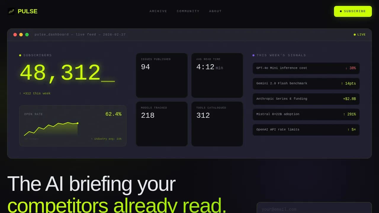 Surge — Intelligent AI Insights Newsletter Landing Page Template